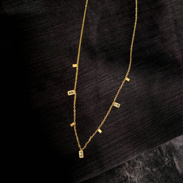 Anti Tarnish Gold Toned Geometric Necklace - Image 2